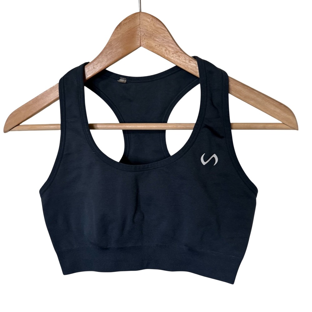 Unbranded Sports Bra Women Small‎ Navy Blue Excellent Seamless Racerback Workout